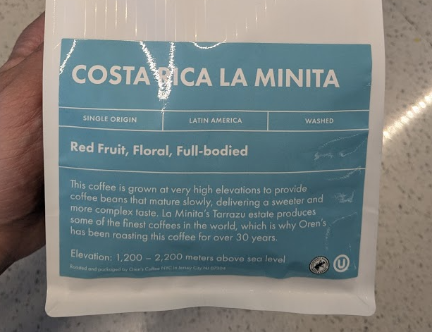 First Brew with the La Minita Costa Rica by Oren's Coffee